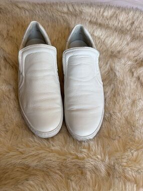 Paul Green White Leather Slip-On Loafers